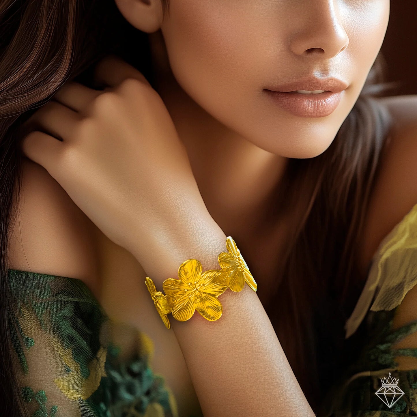 Maison Kystria Anti-Tarnish Golden Flower Bracelet (Adjustable Size)