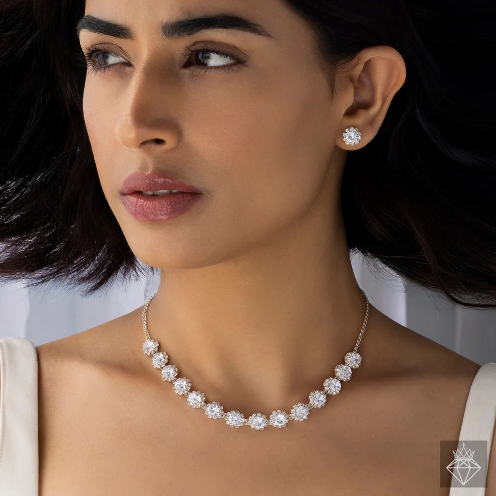 Maison Kystria Anti-Tarnish Solitaire Necklace Set With Earrings✨