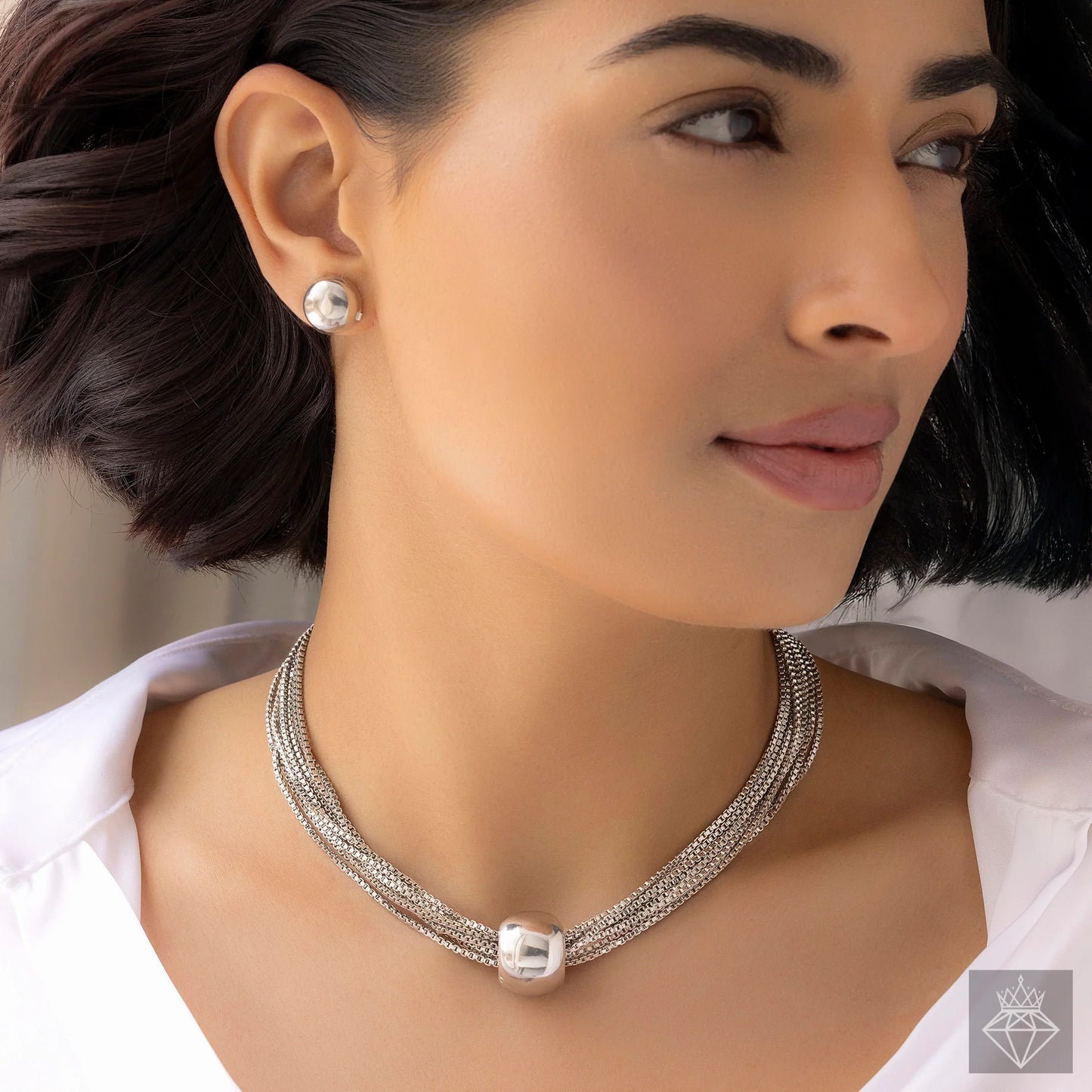 Maison Kystria Anti-Tarnish Box Chain Necklace Set with Earrings