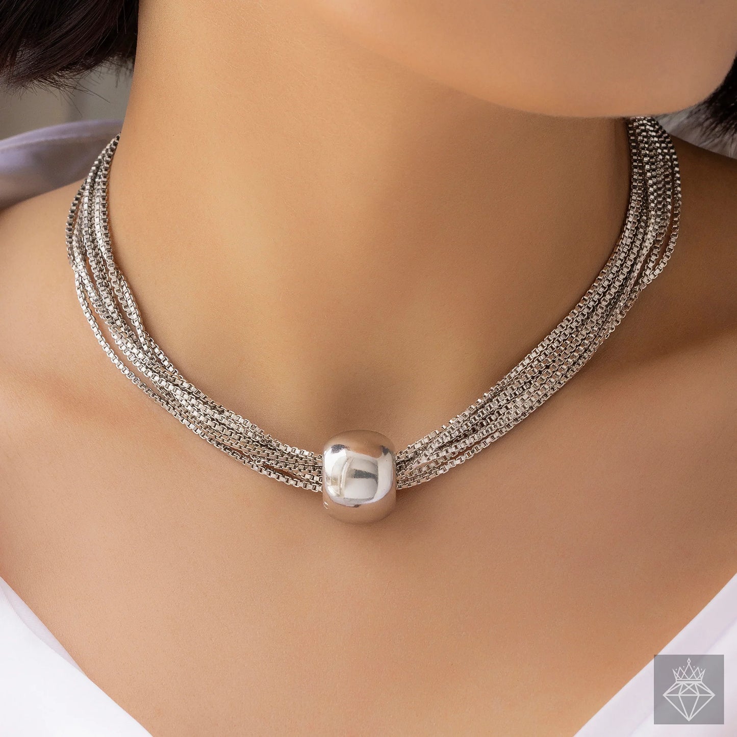 Maison Kystria Anti-Tarnish Box Chain Necklace Set with Earrings