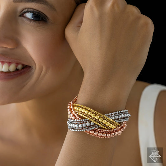 Maison Kystria Anti-Tarnish Tri-Tone Cuff Bracelet