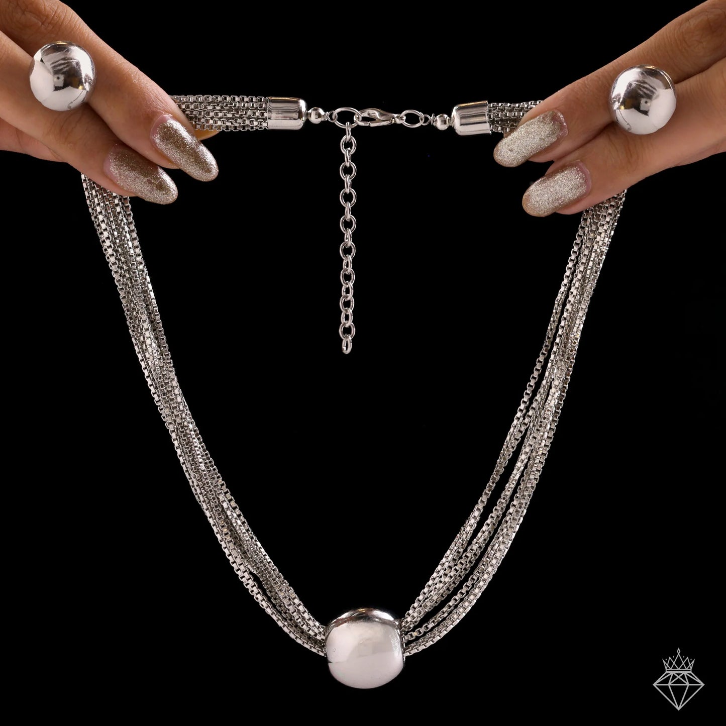 Maison Kystria Anti-Tarnish Box Chain Necklace Set with Earrings