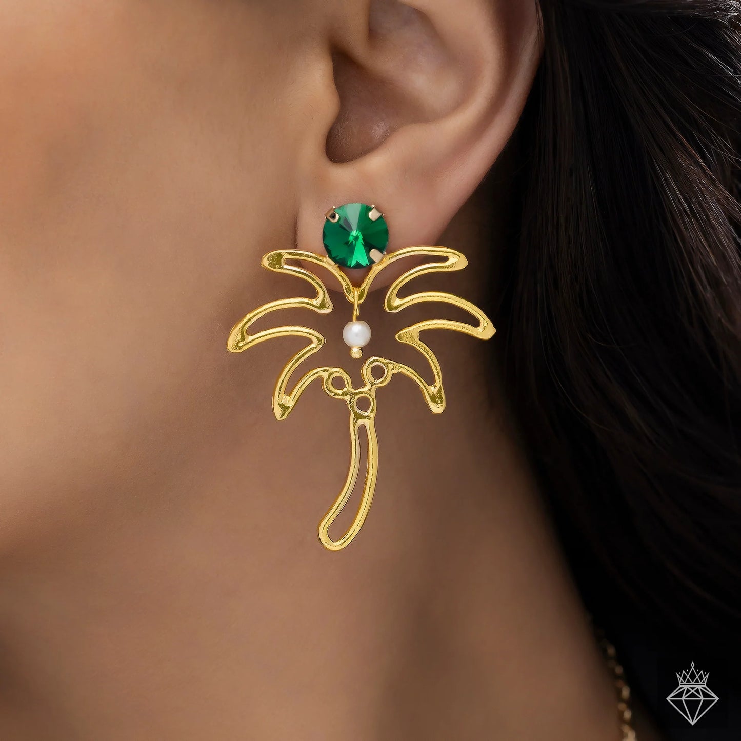 Coming Soon Maison Kystria Anti-Tarnish Palm Tree Necklace Set With Earrings