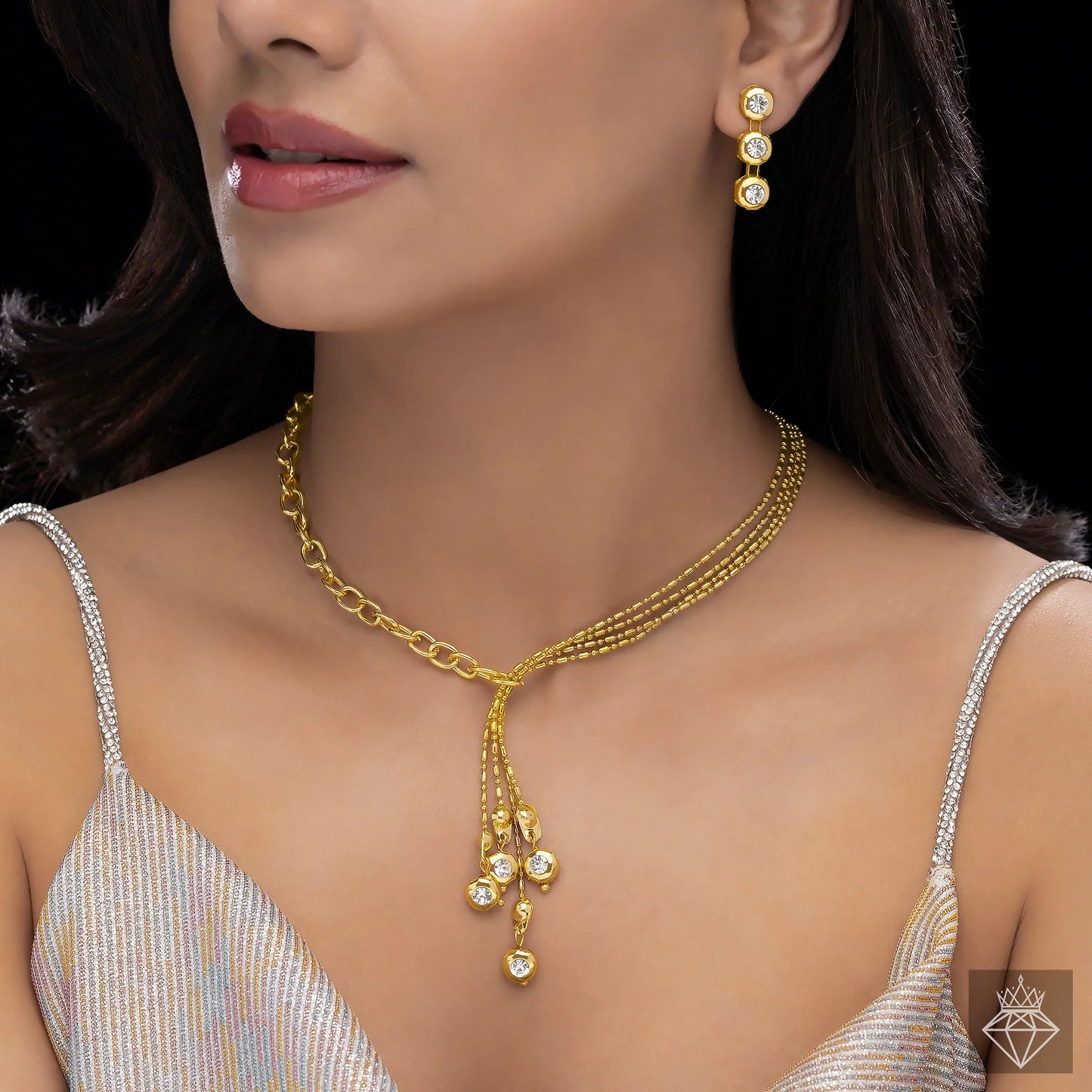 Maison Kystria  Anti-Tarnish Crystal Necklace Set With Earrings