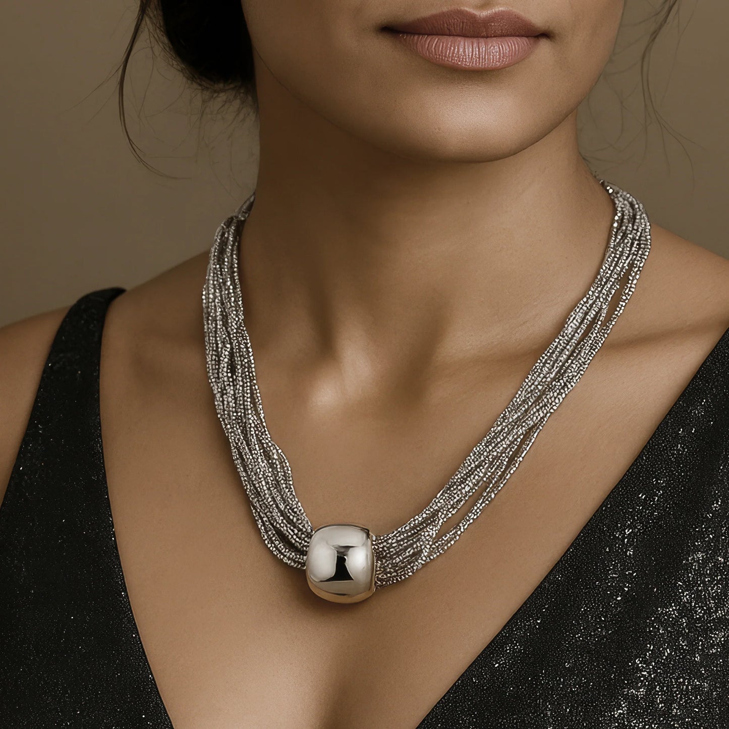 Maison Kystria Anti-Tarnish Box Chain Necklace Set with Earrings
