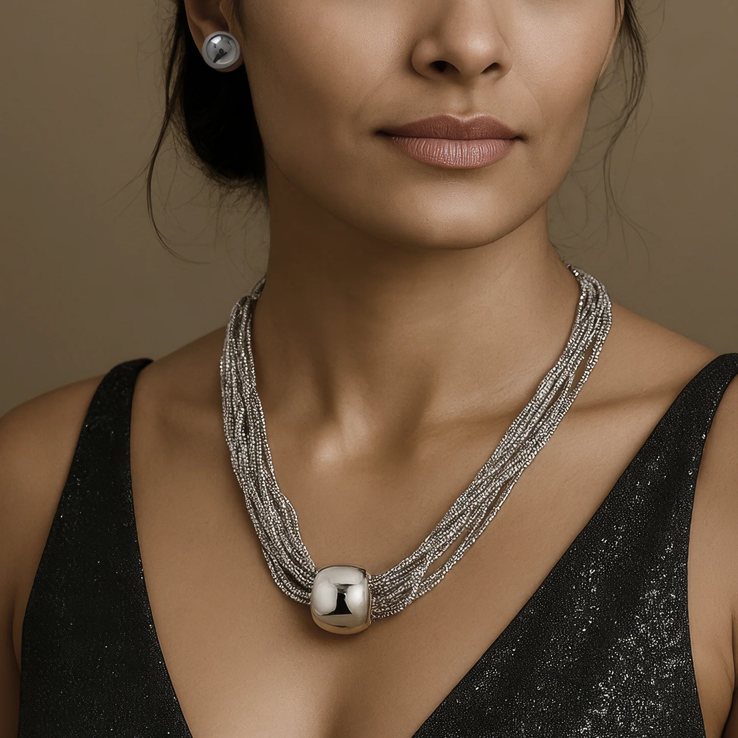 Maison Kystria Anti-Tarnish Box Chain Necklace Set with Earrings