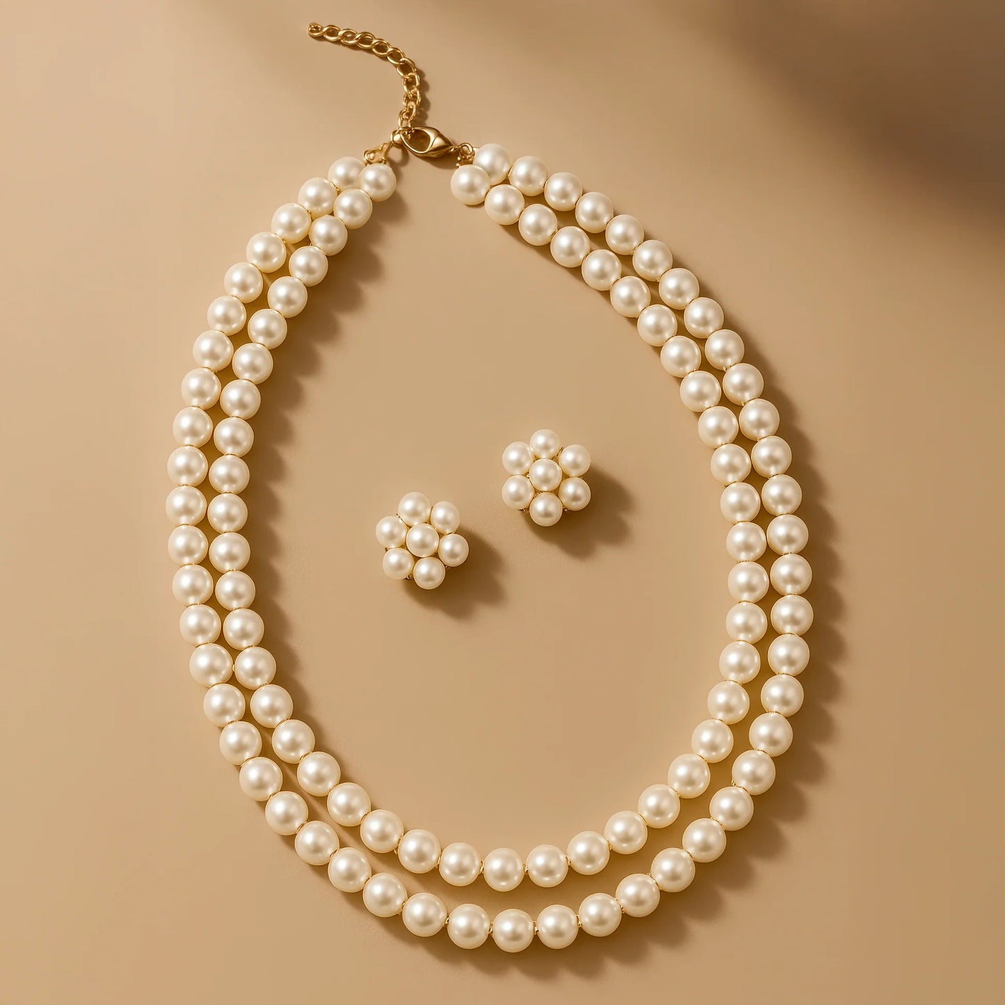 Maison Kystria Multilayer Pearl Necklace Set With Earrings