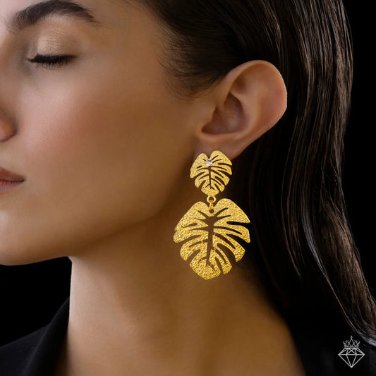 Maison Kystria Anti-Tarnish Palm Leaf Dangler Earrings